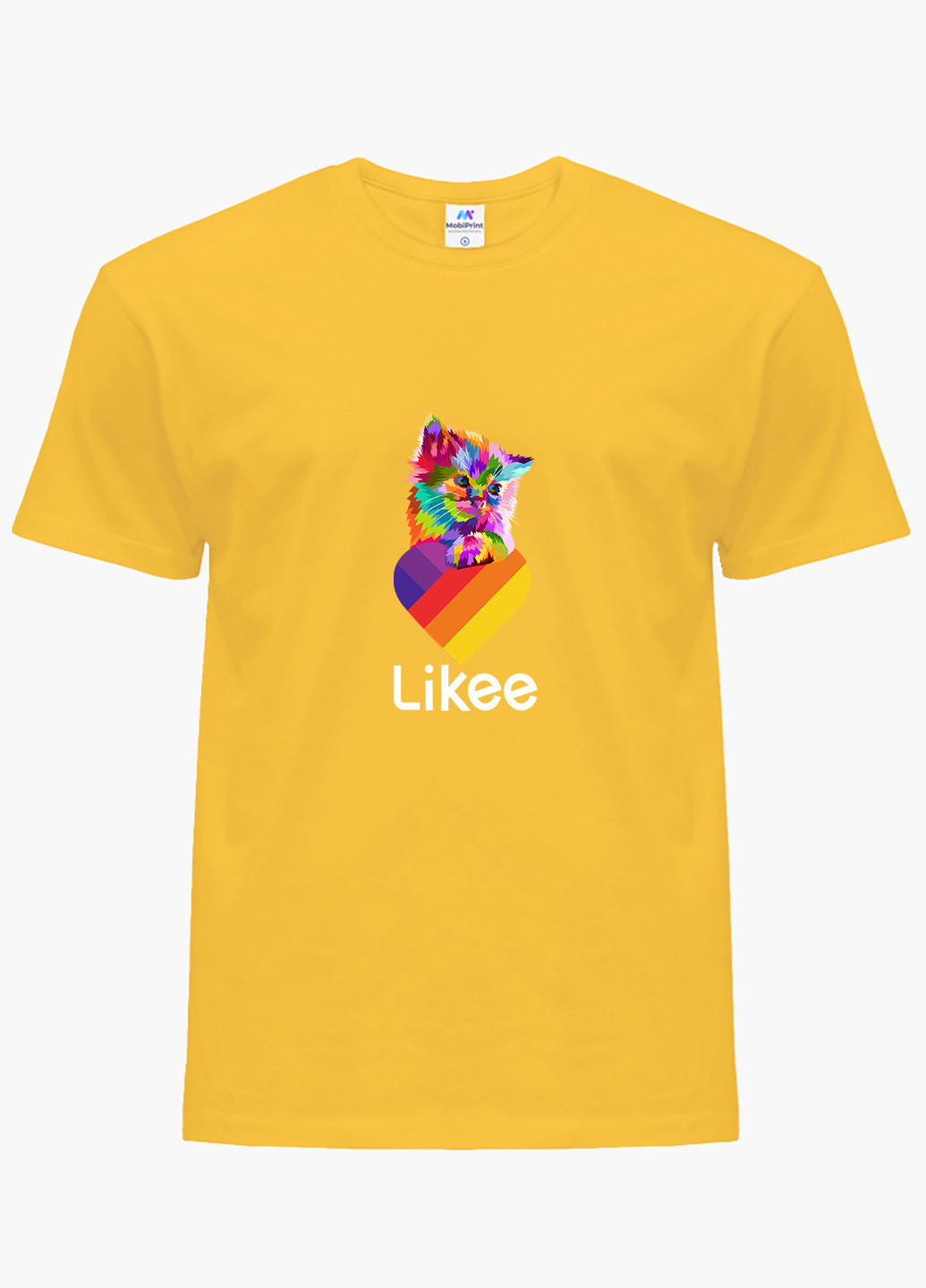Желтая демисезонная футболка детская лайк котик (likee cat)(9224-1470) MobiPrint