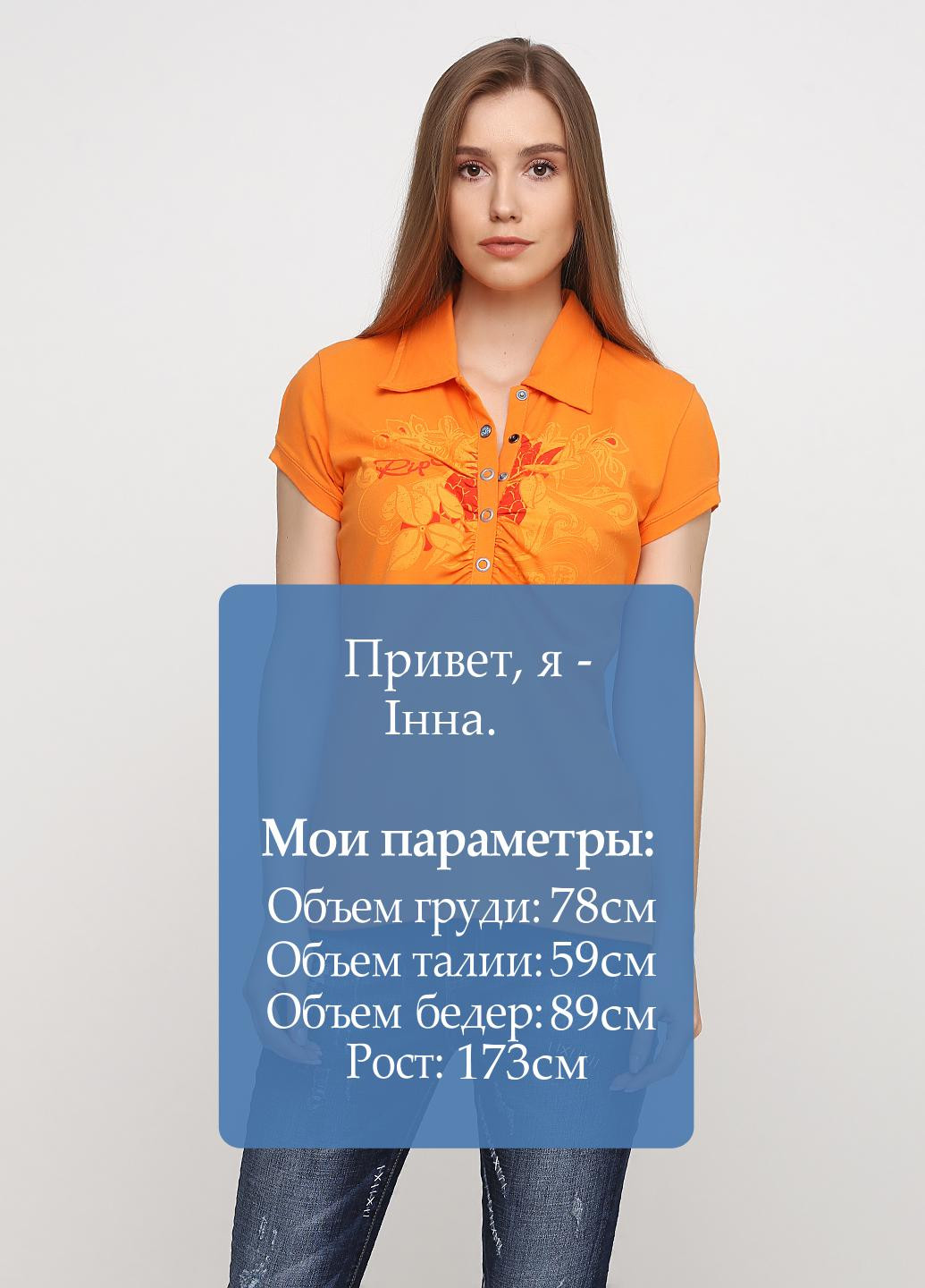 Оранжевая женская футболка-поло N/M с рисунком
