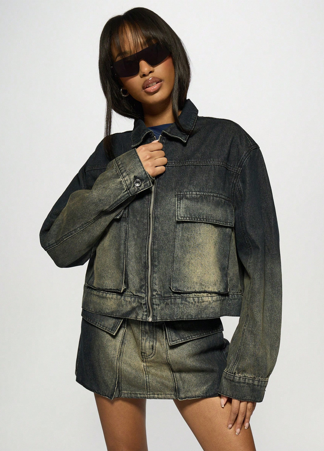 Комбінована демісезонна куртка SHEIN