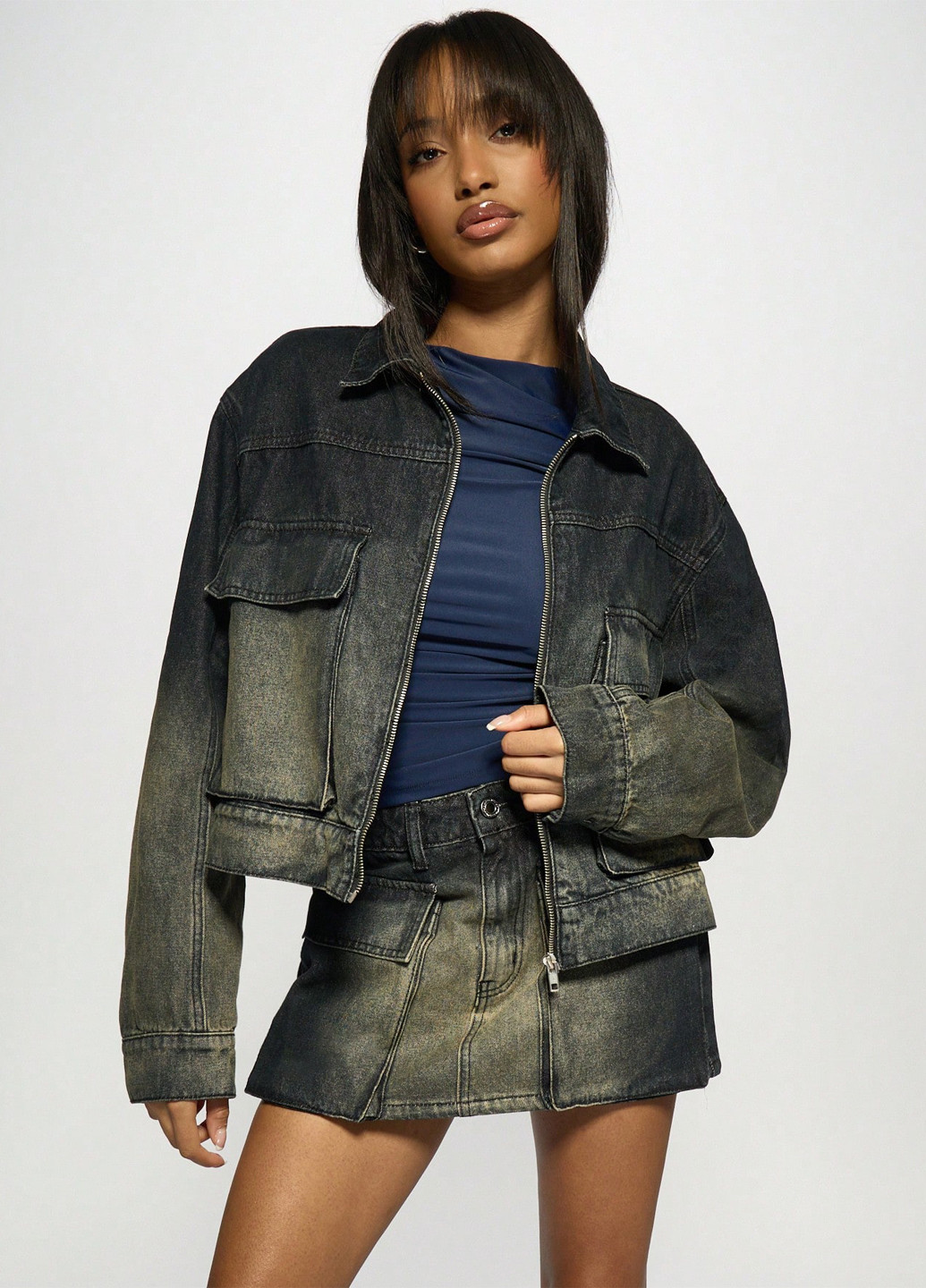 Комбінована демісезонна куртка SHEIN