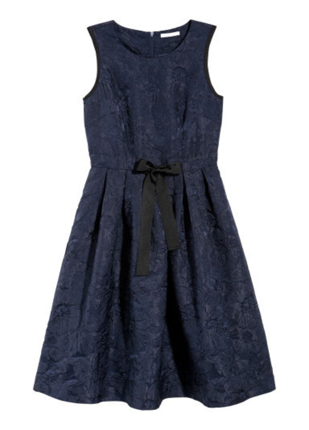 Темно-синее коктейльное платье клеш H&M Basic однотонное