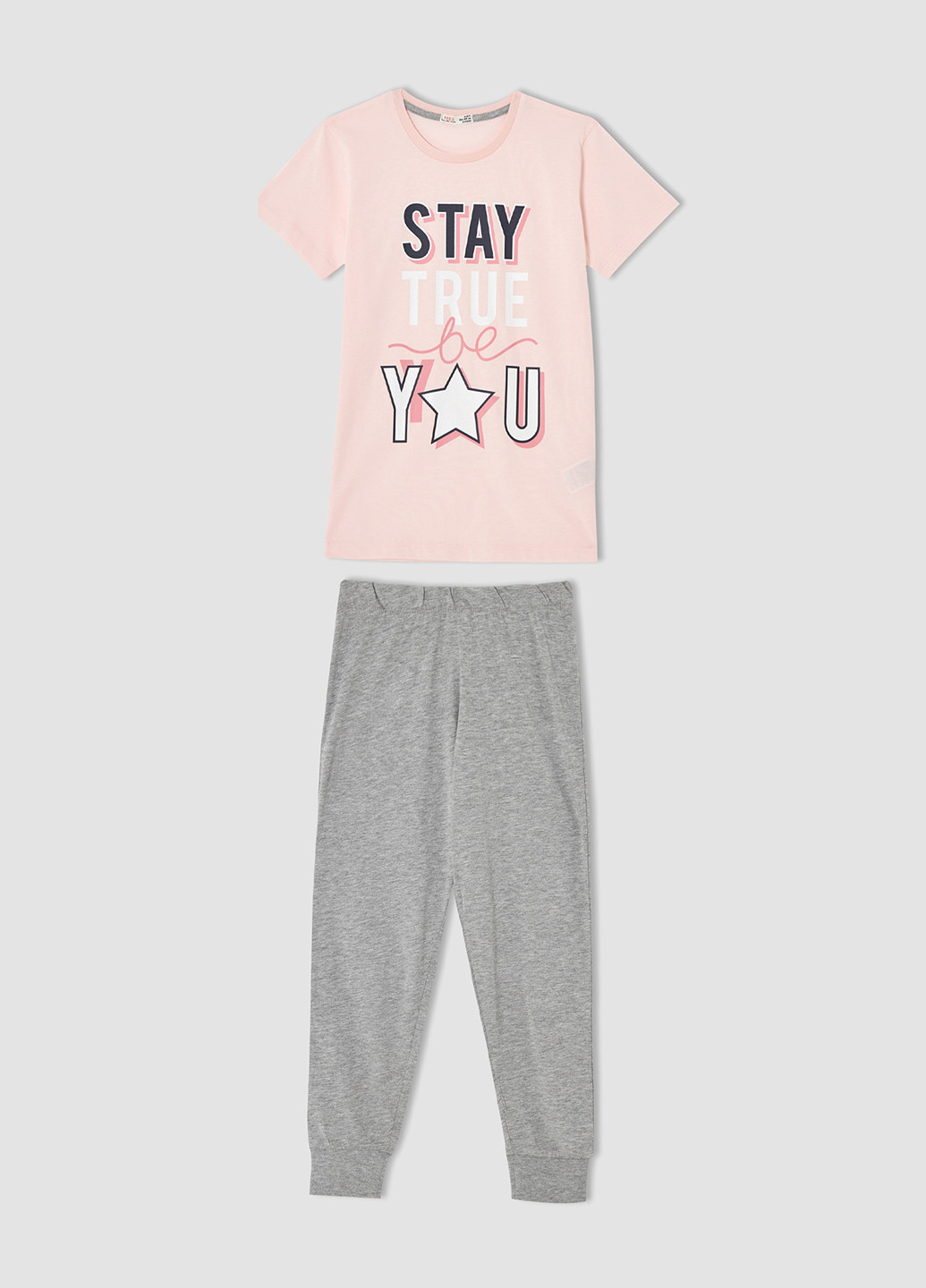 Светло-розовая всесезон пижама (футболка, брюки) футболка + брюки DeFacto
