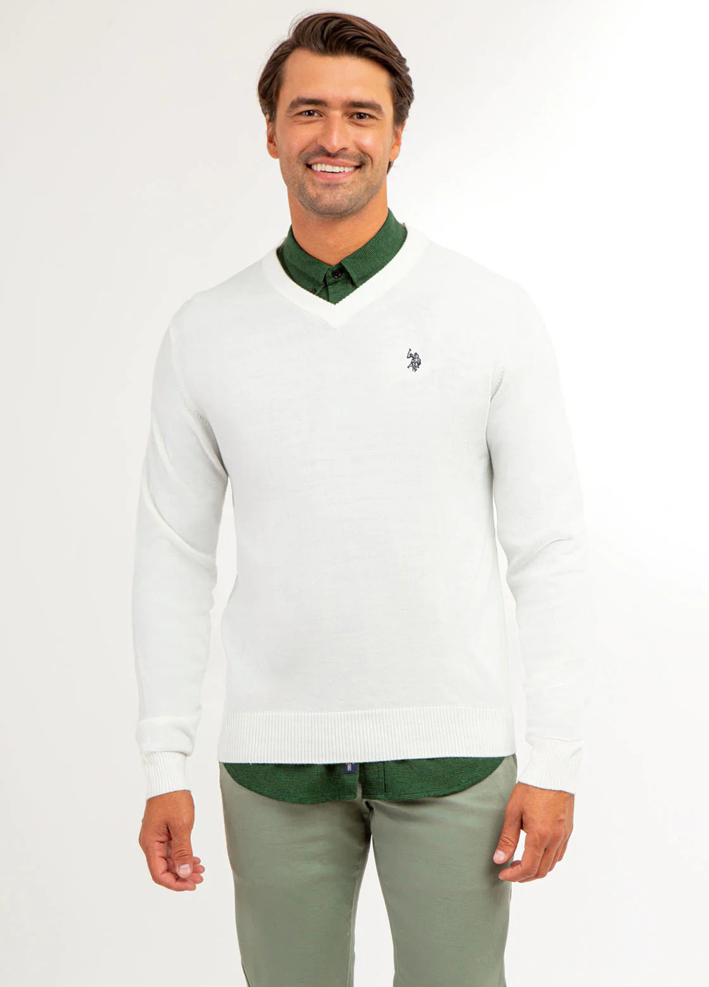 Белый демисезонный пуловер пуловер U.S. Polo Assn.