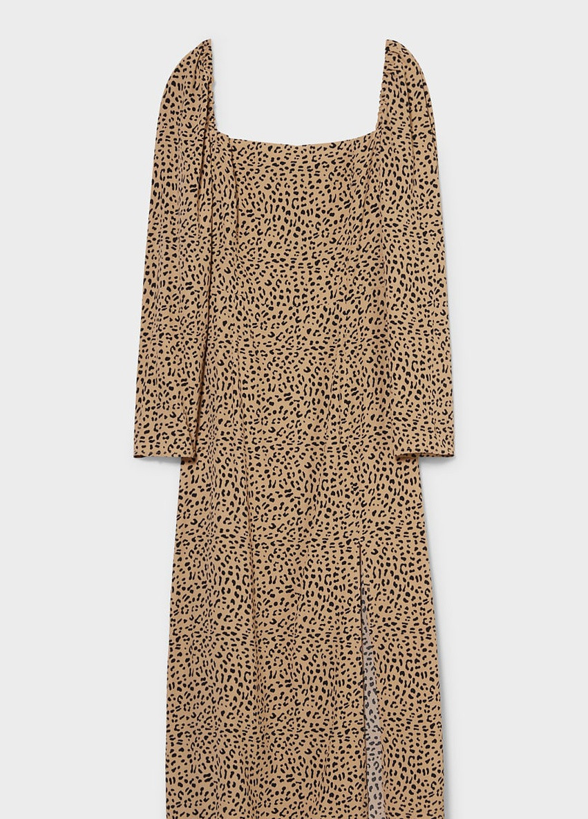 Песочное кэжуал платье C&A леопардовый
