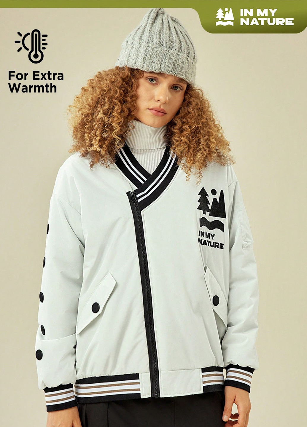 Біла зимня бомбер SHEIN
