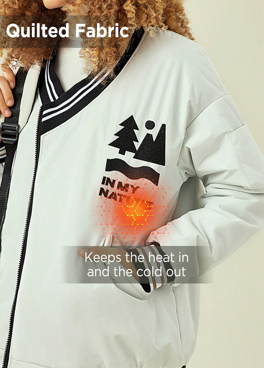 Біла зимня бомбер SHEIN