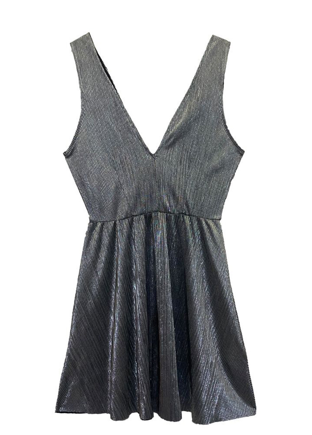 Серебряное кэжуал, коктейльное платье H&M однотонное