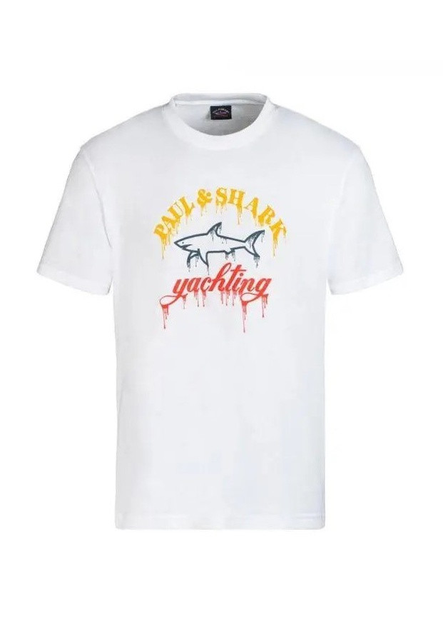 Біла футболка чоловіча Paul & Shark Drips Logo