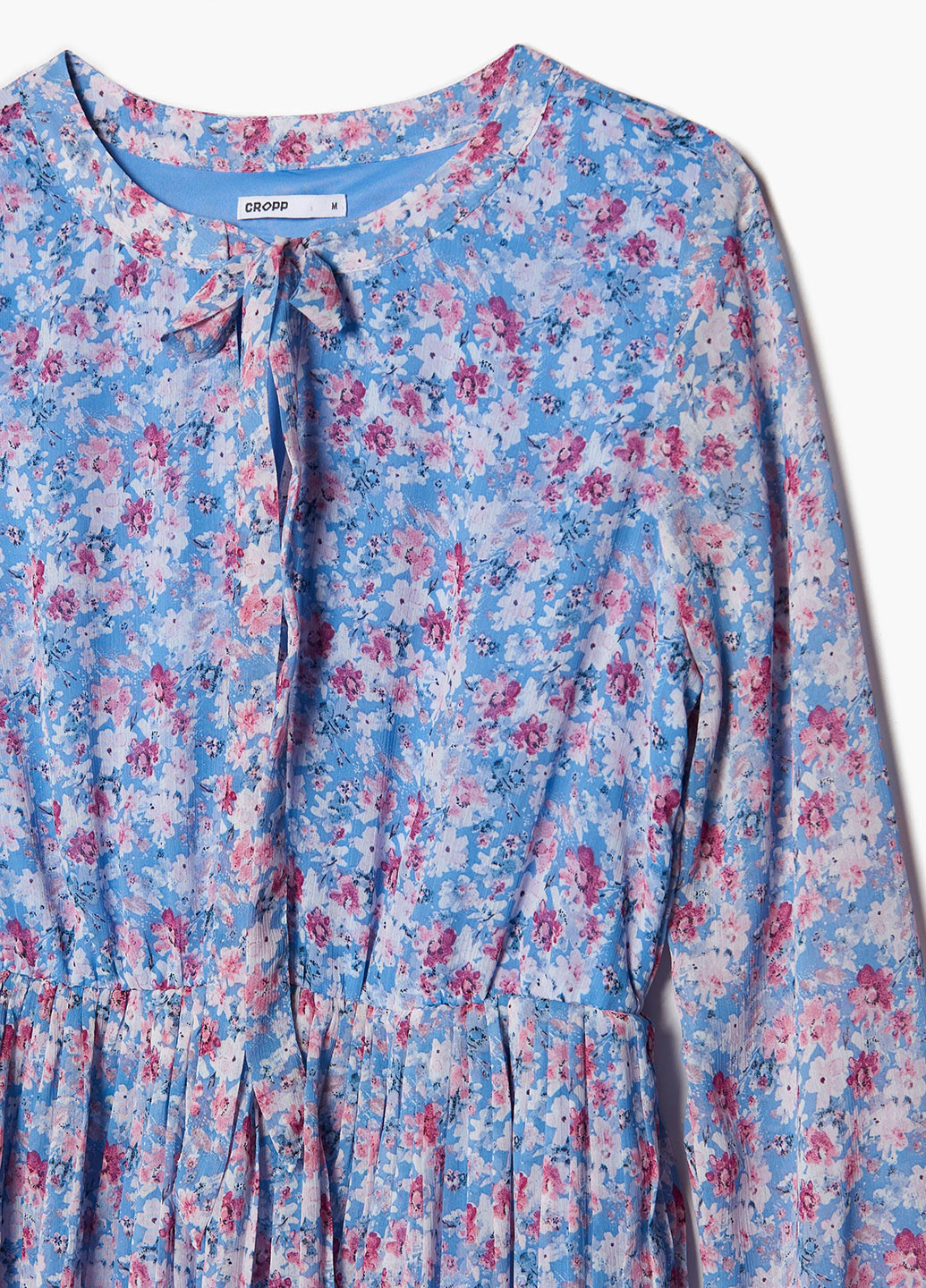 Голубое кэжуал платье плиссированное Cropp с цветочным принтом