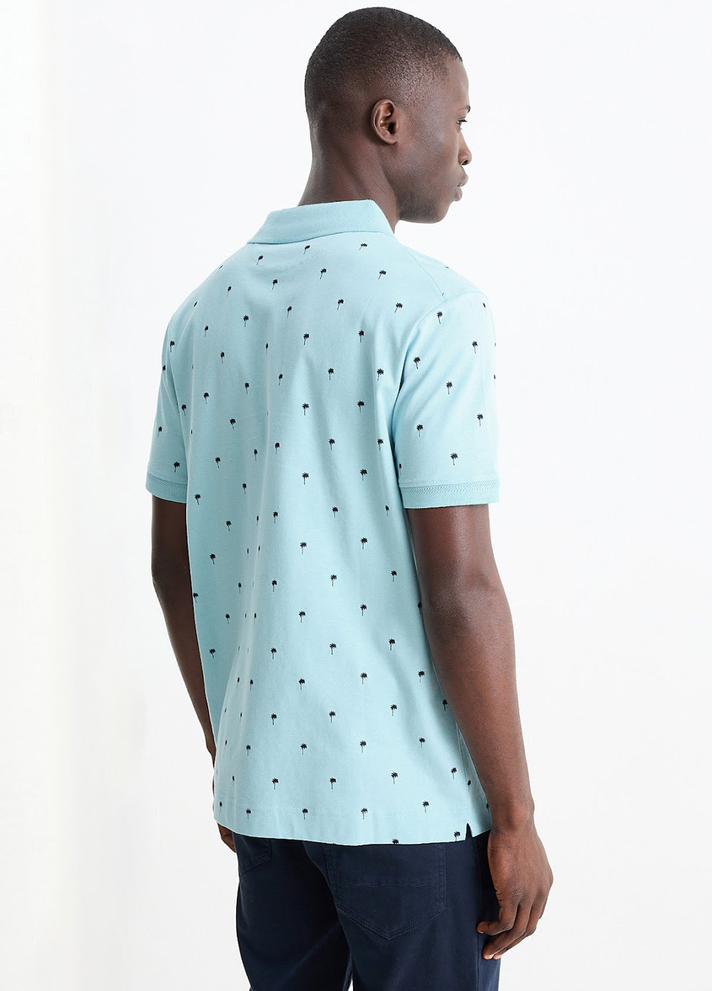 Светло-голубой футболка-поло для мужчин C&A с рисунком