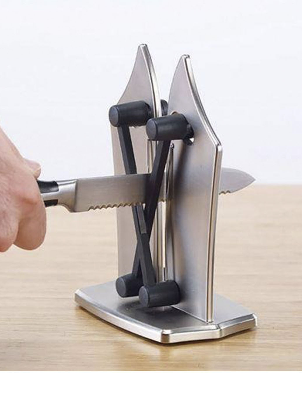 Ручная настольнная точилка для кухонных ножей Japan Steel Good Idea однотонная серая