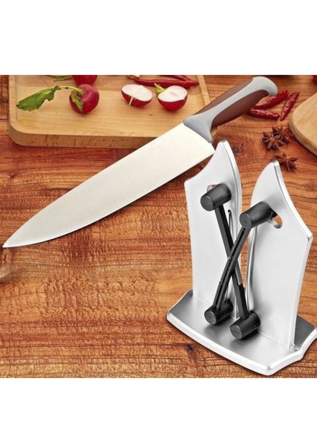 Ручна настільна точила для кухонних ножів Japan Steel Good Idea однотонна сіра