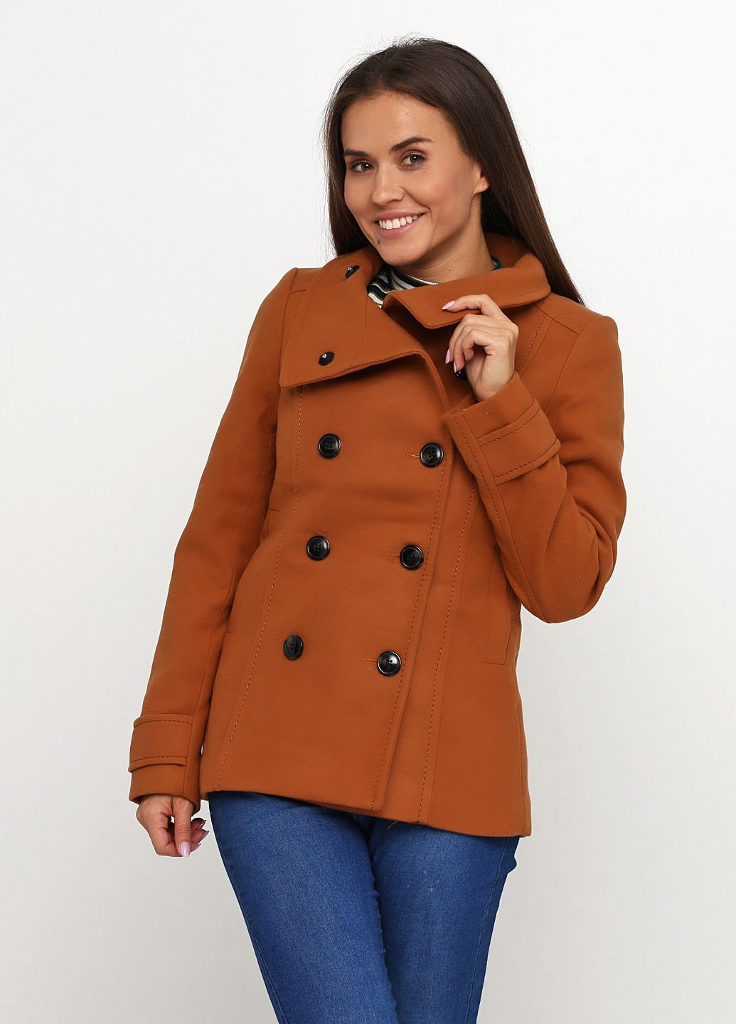 Рыжее Кэжуал полупальто двубортное H&M однотонное