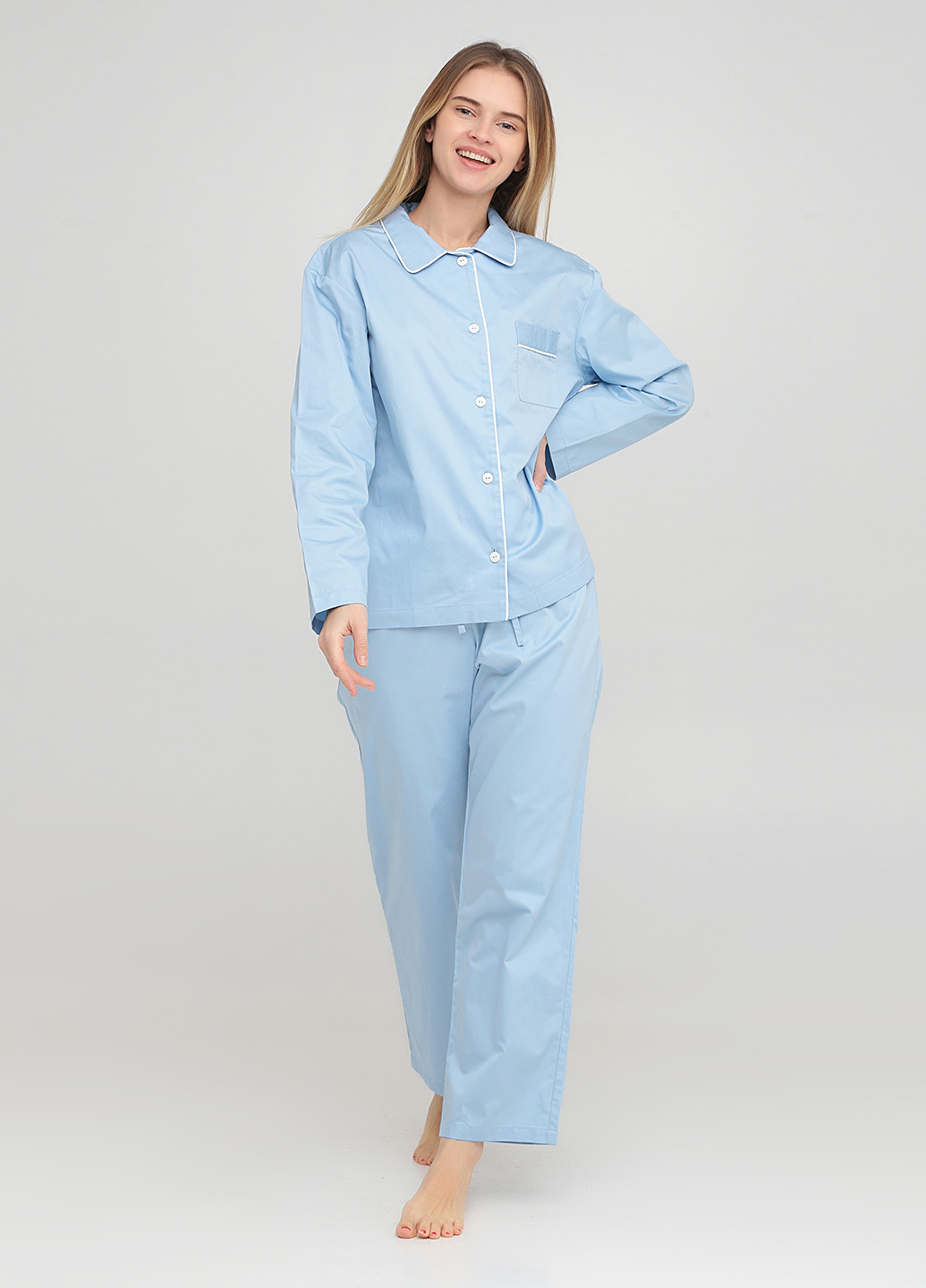 Голубая всесезон пижама (рубашка, брюки) рубашка + брюки MOONS