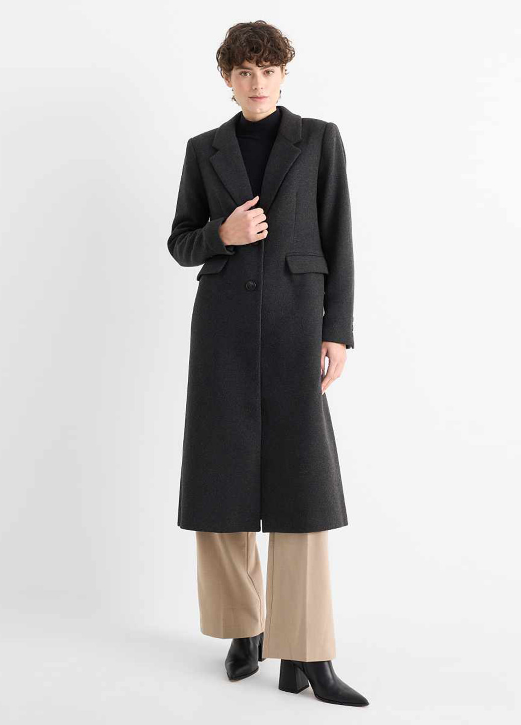 Темно-серое демисезонное Пальто однобортное C&A