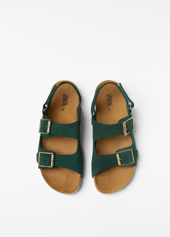 Зеленые кэжуал кожаные сандали для мальчика Zara