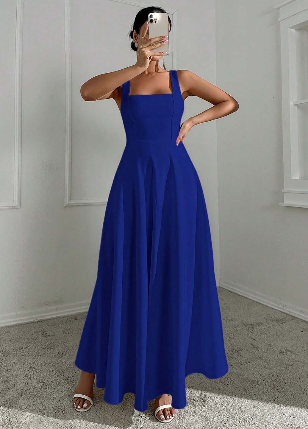 Синя кежуал сукня кльош SHEIN однотонна