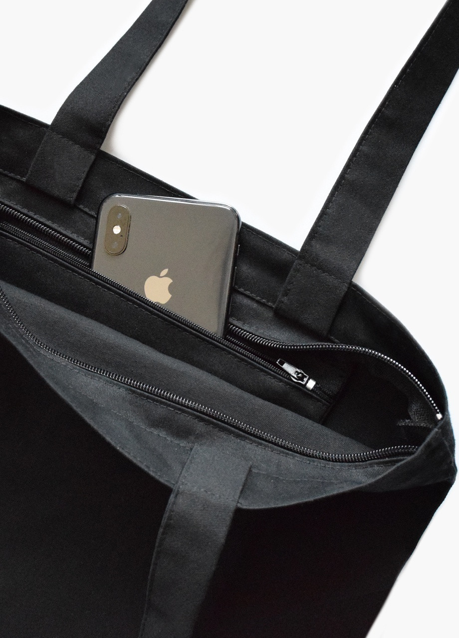 Эко сумка Патрон (9227-3767-5) черная на молнии с карманом MobiPrint (253109800)