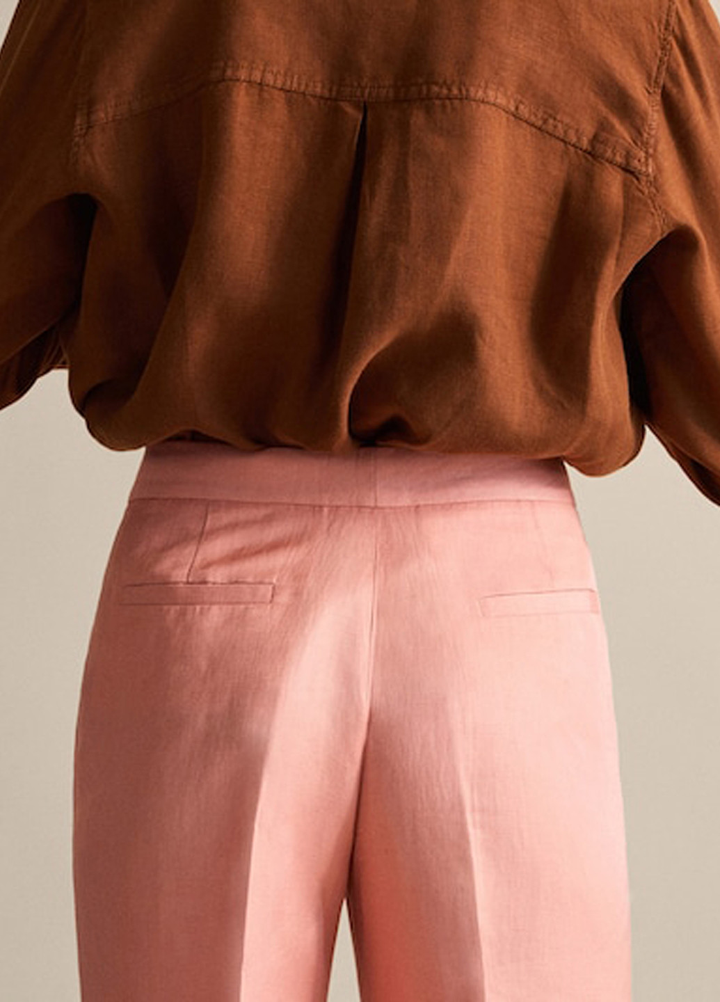 Персиковые кэжуал демисезонные зауженные брюки Massimo Dutti