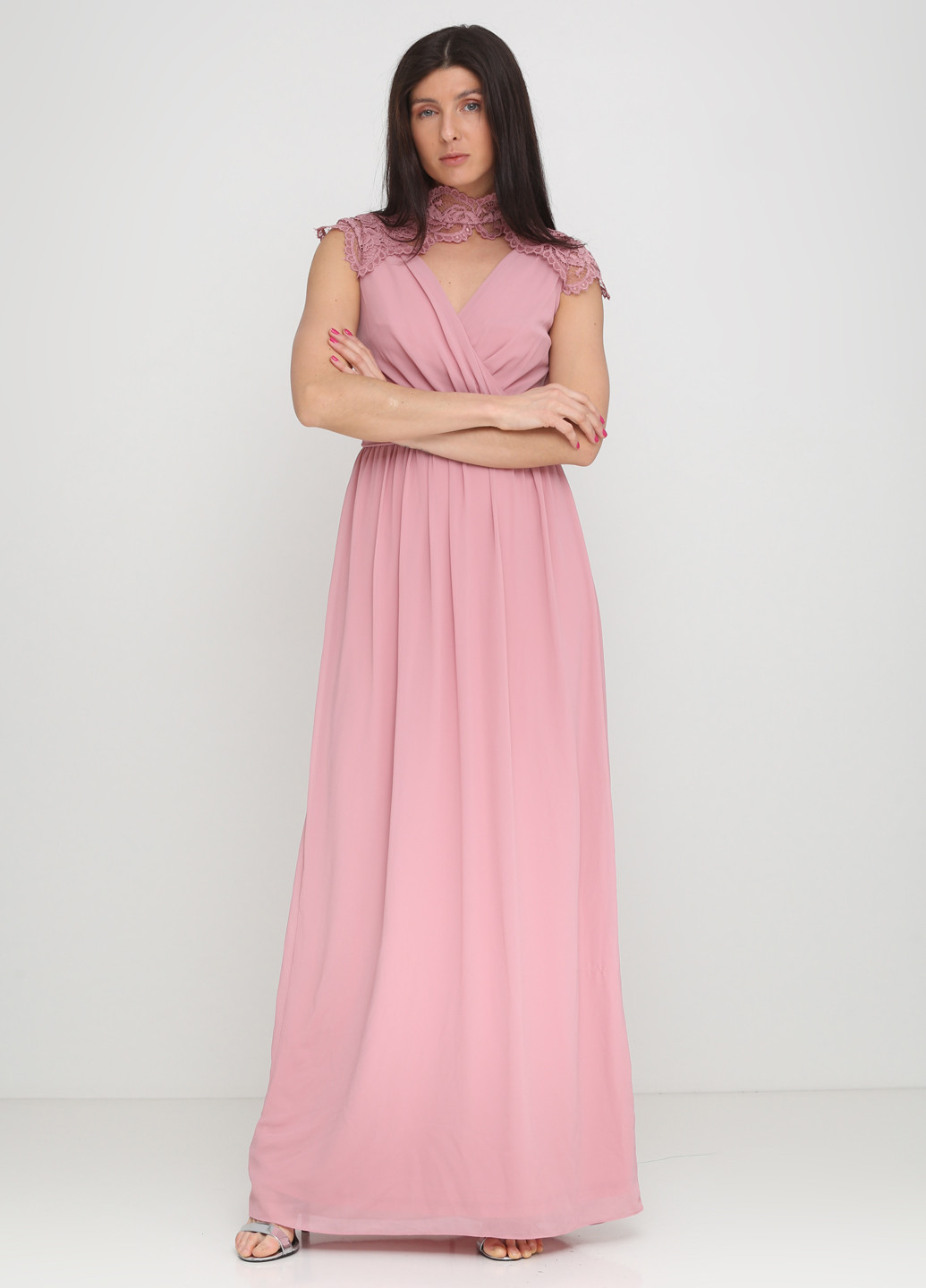 Розовое вечернее платье TFNC London однотонное