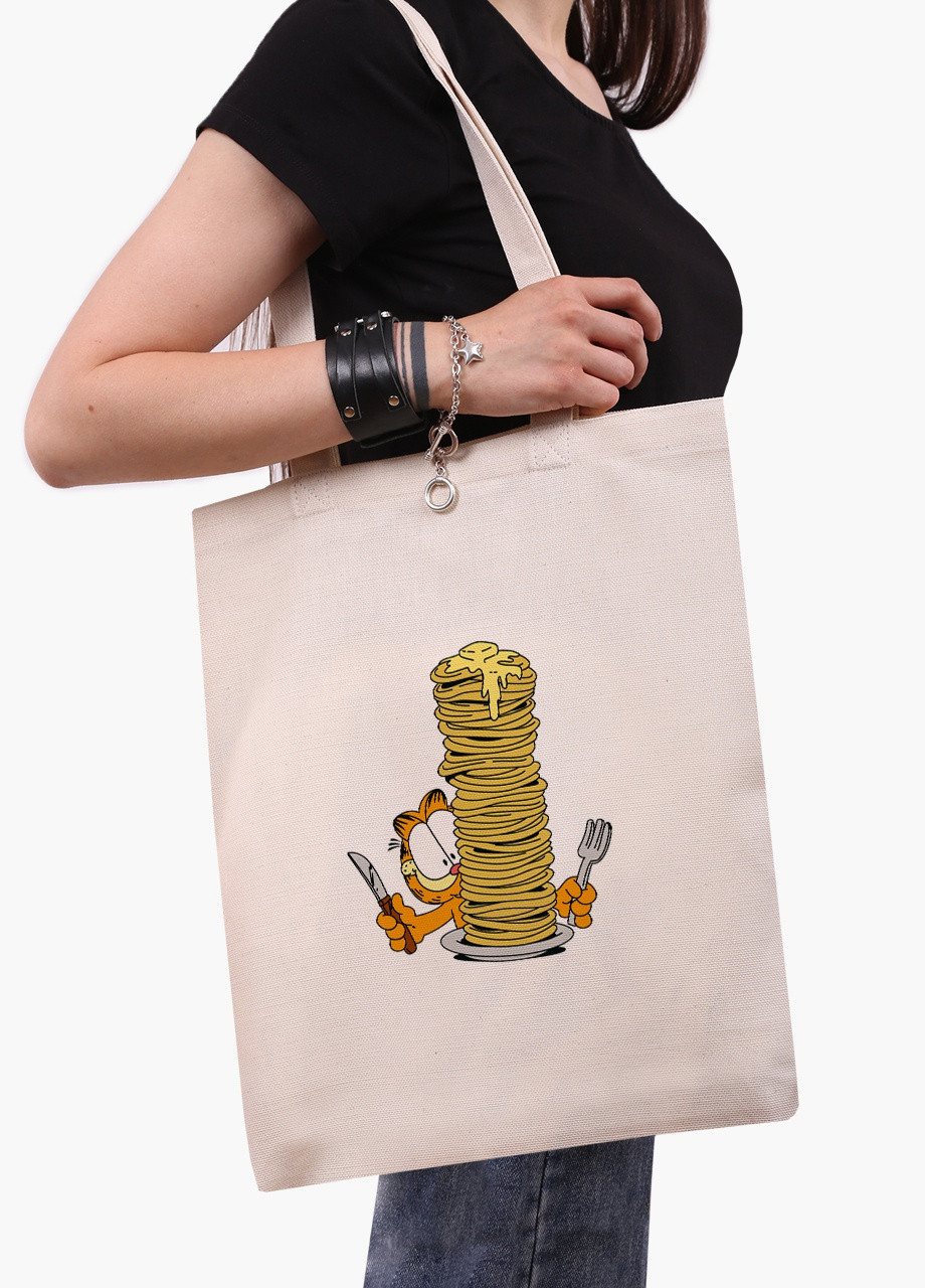 Эко сумка шоппер белая Гарфилд (Garfield) (9227-2042-WT) Еко сумка шоппер біла 41*35 см MobiPrint (215977329)