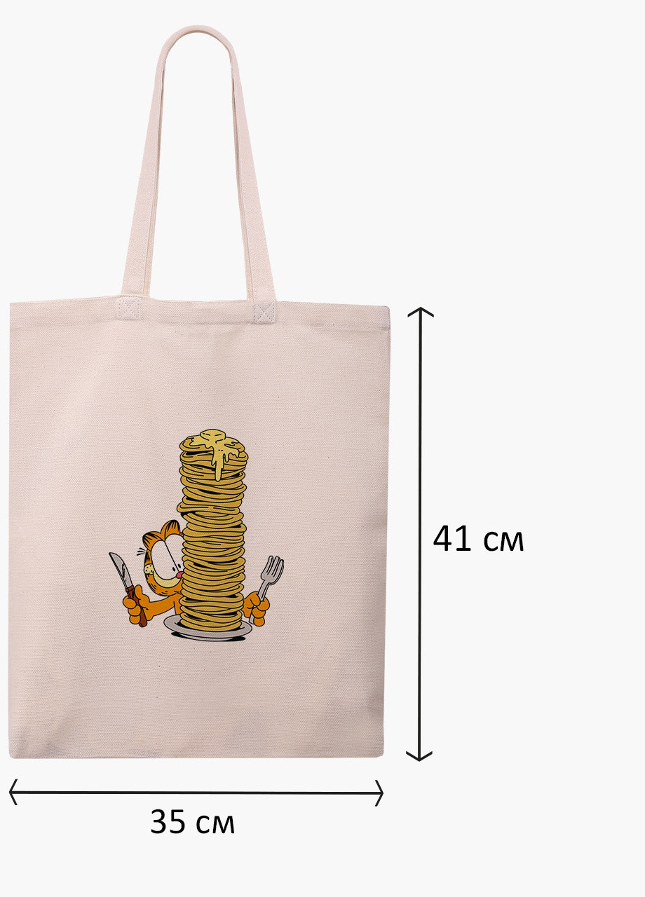 Эко сумка шоппер белая Гарфилд (Garfield) (9227-2042-WT) Еко сумка шоппер біла 41*35 см MobiPrint (215977329)