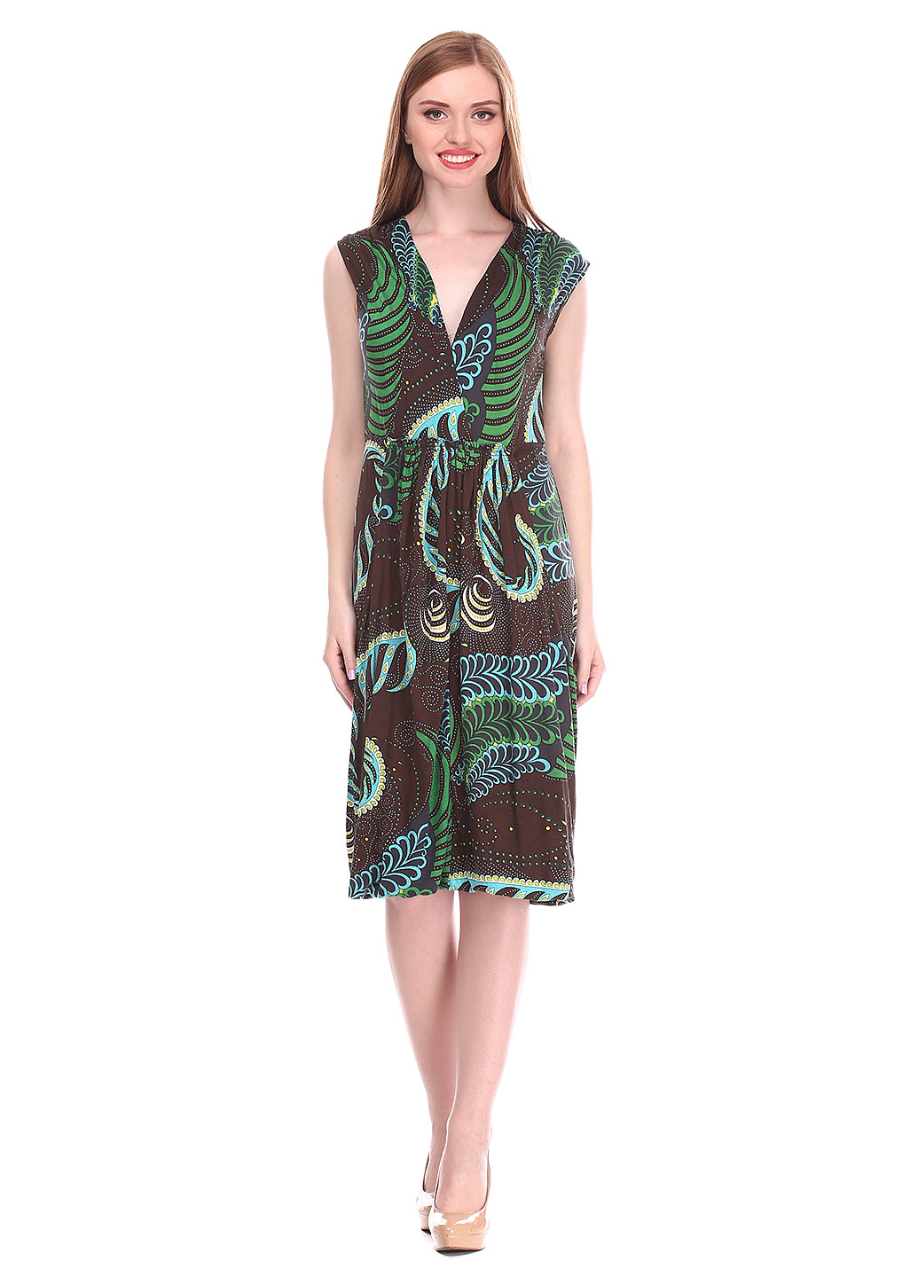 Зеленое кэжуал платье Dept с абстрактным узором