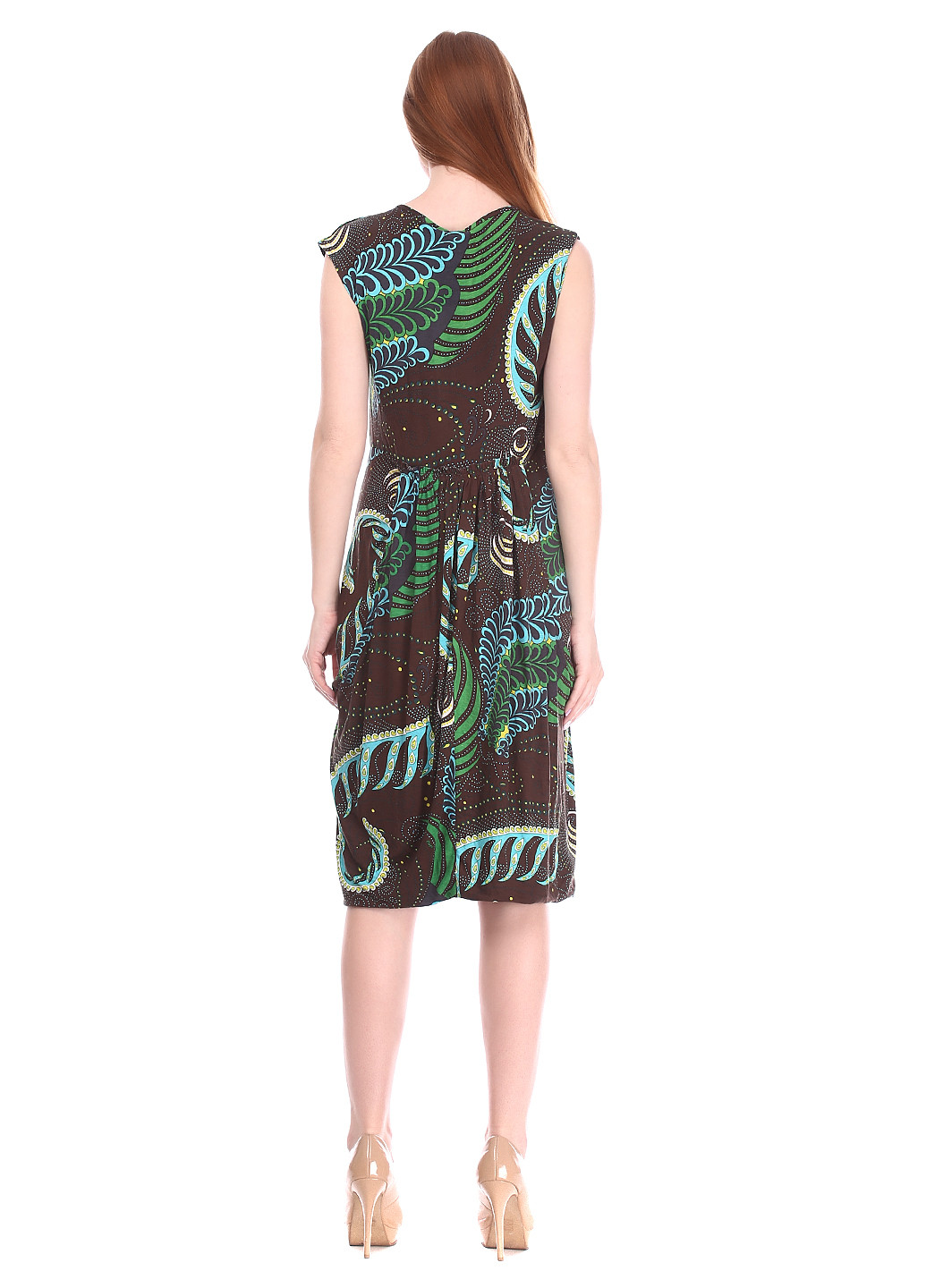 Зеленое кэжуал платье Dept с абстрактным узором