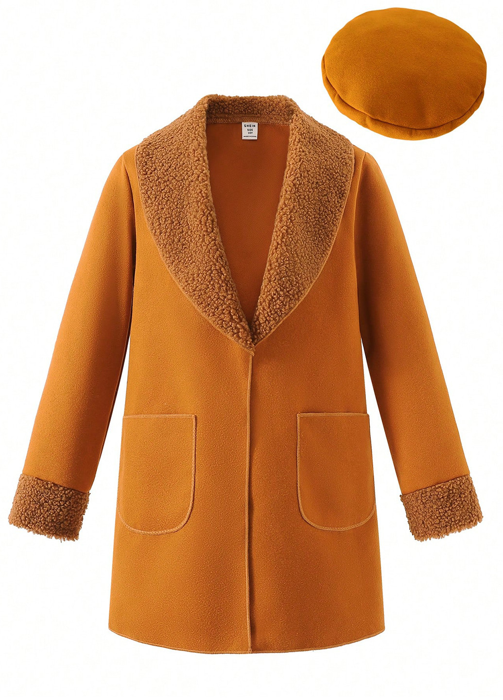 Охряное демисезонное Пальто однобортное SHEIN