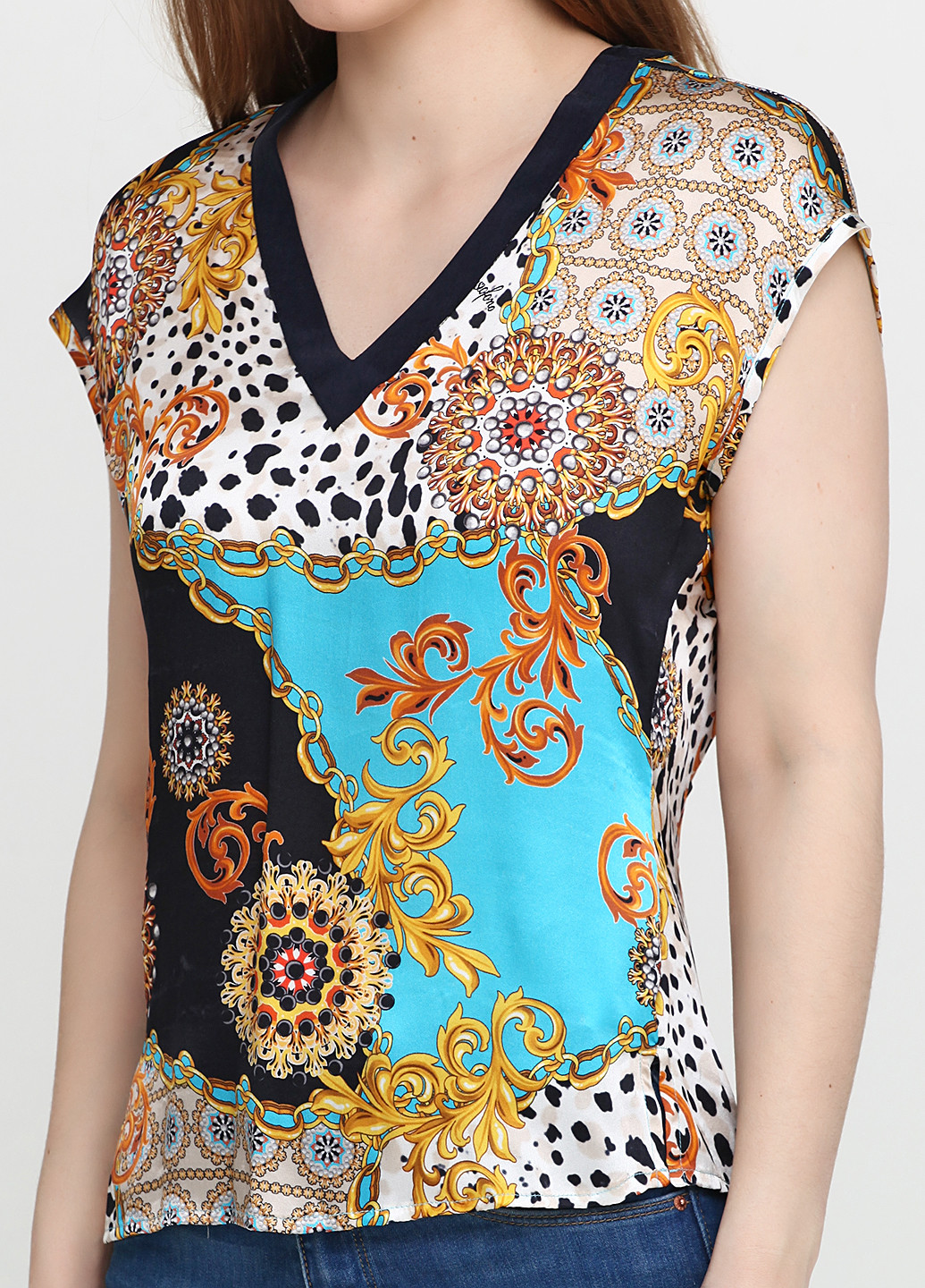 Бирюзовая летняя блуза Sassofono