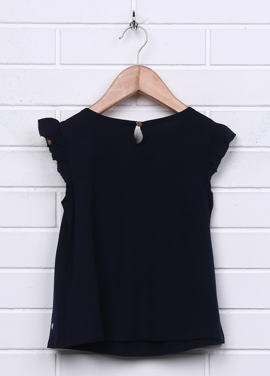 Темно-синяя однотонная блузка с коротким рукавом Juicy Couture летняя