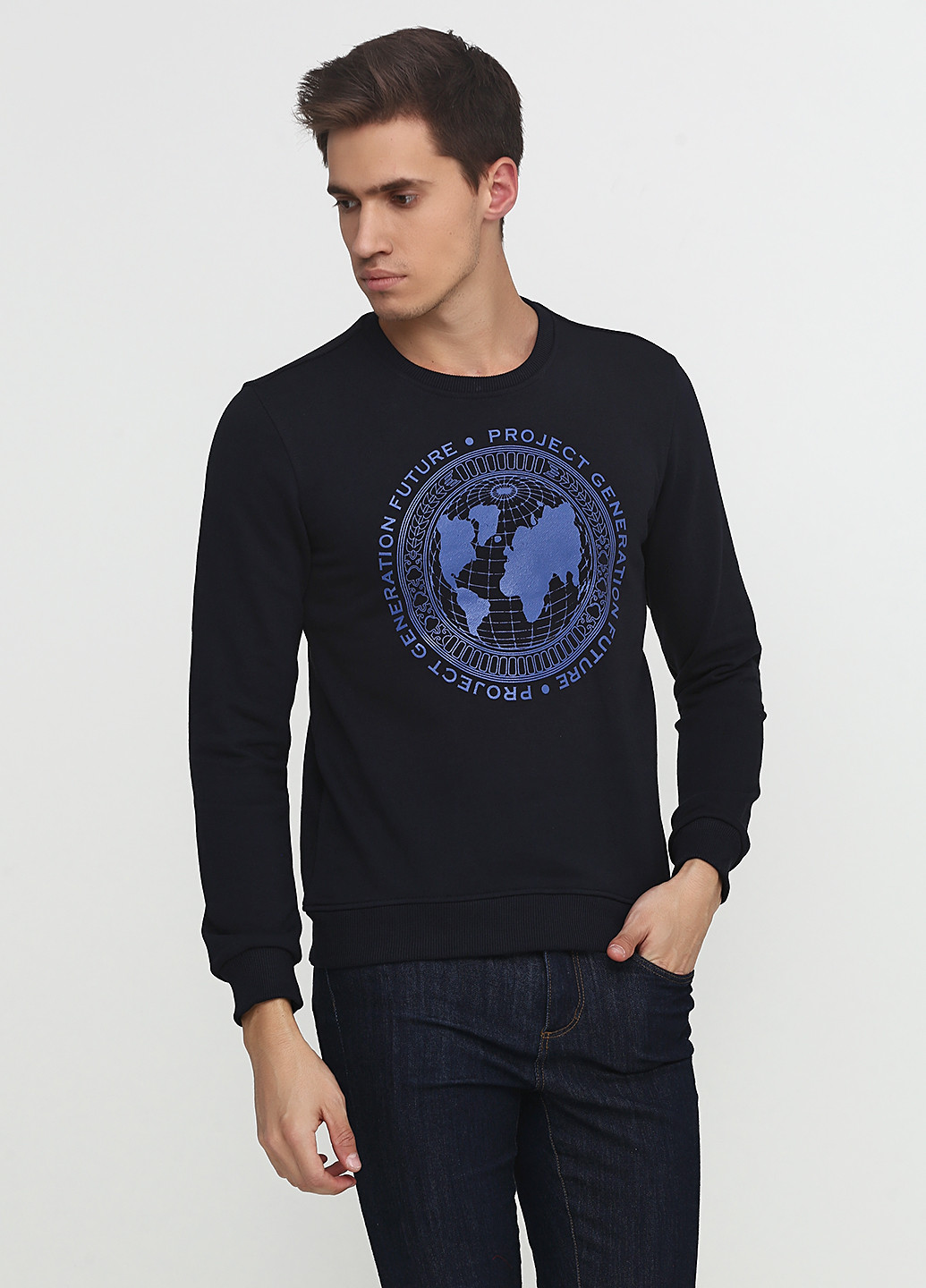 Свитшот Madoc Jeans - крой рисунок темно-синий кэжуал - (91130546)