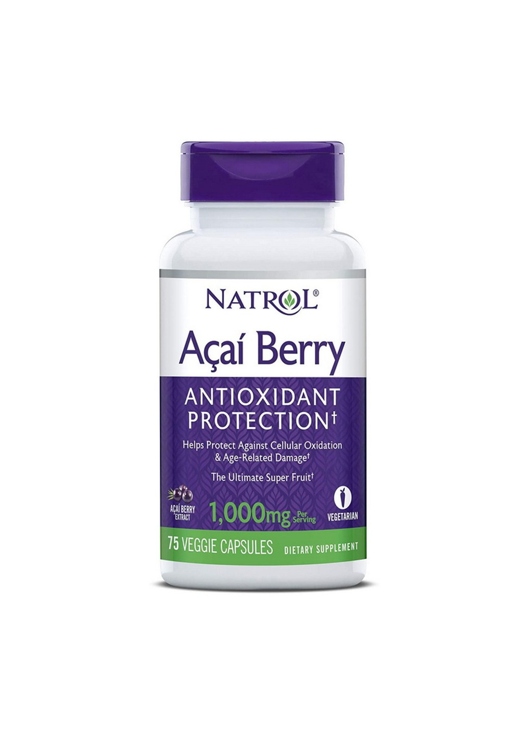 Ягоды асаи экстракт Acai Berry 1000 mg 75 капсул Natrol (255409993)