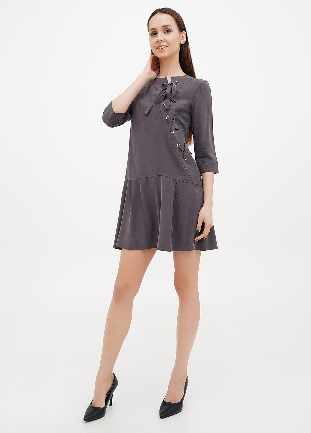 Сіра кежуал сукня кльош Sassofono однотонна