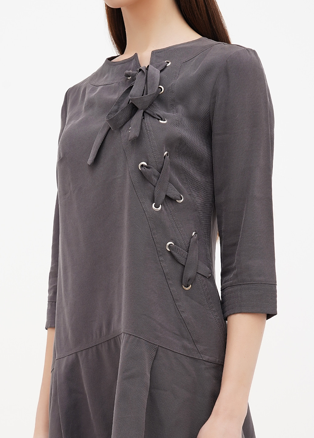 Сіра кежуал сукня кльош Sassofono однотонна