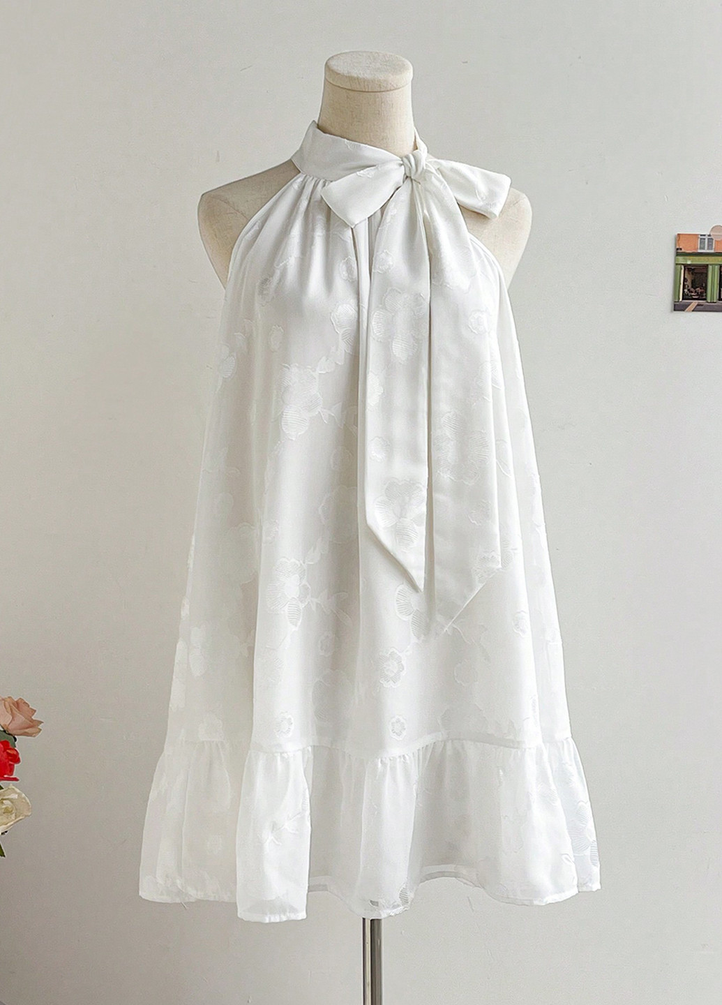 Білий кежуал сукня а-силует SHEIN з квітковим принтом