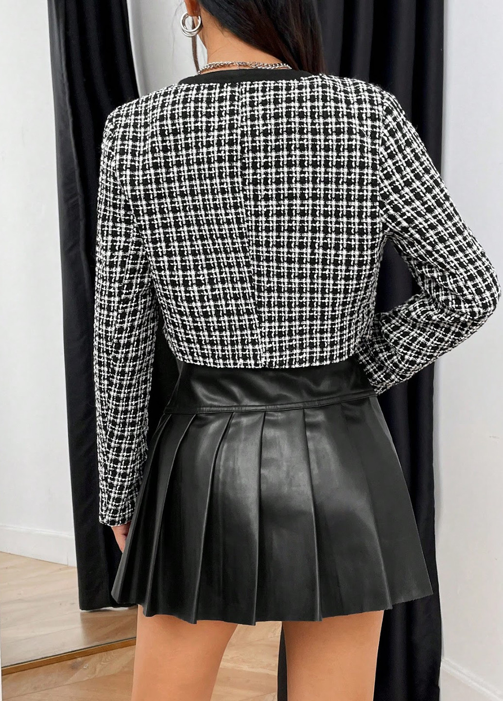 Чорне демісезонне Жакет кроп-жакет SHEIN