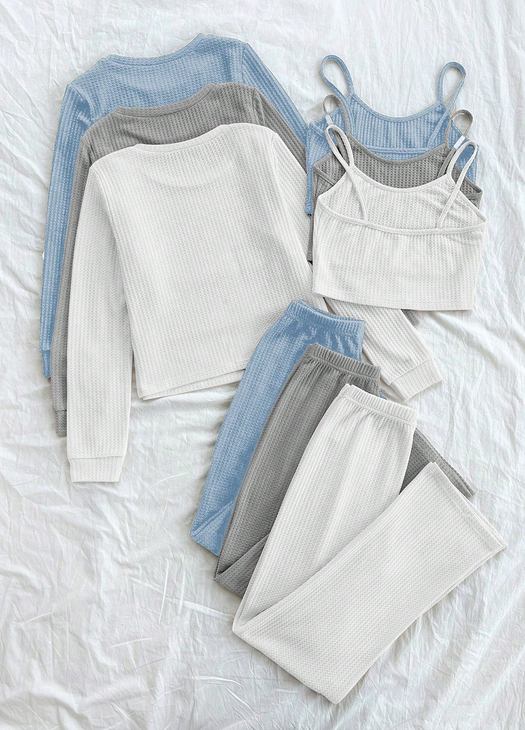 Комбинированная всесезон пижама (лонгслив, топ, брюки) SHEIN