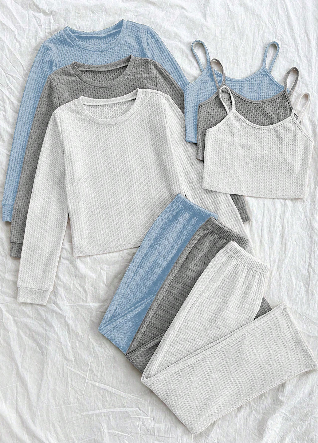 Комбинированная всесезон пижама (лонгслив, топ, брюки) SHEIN