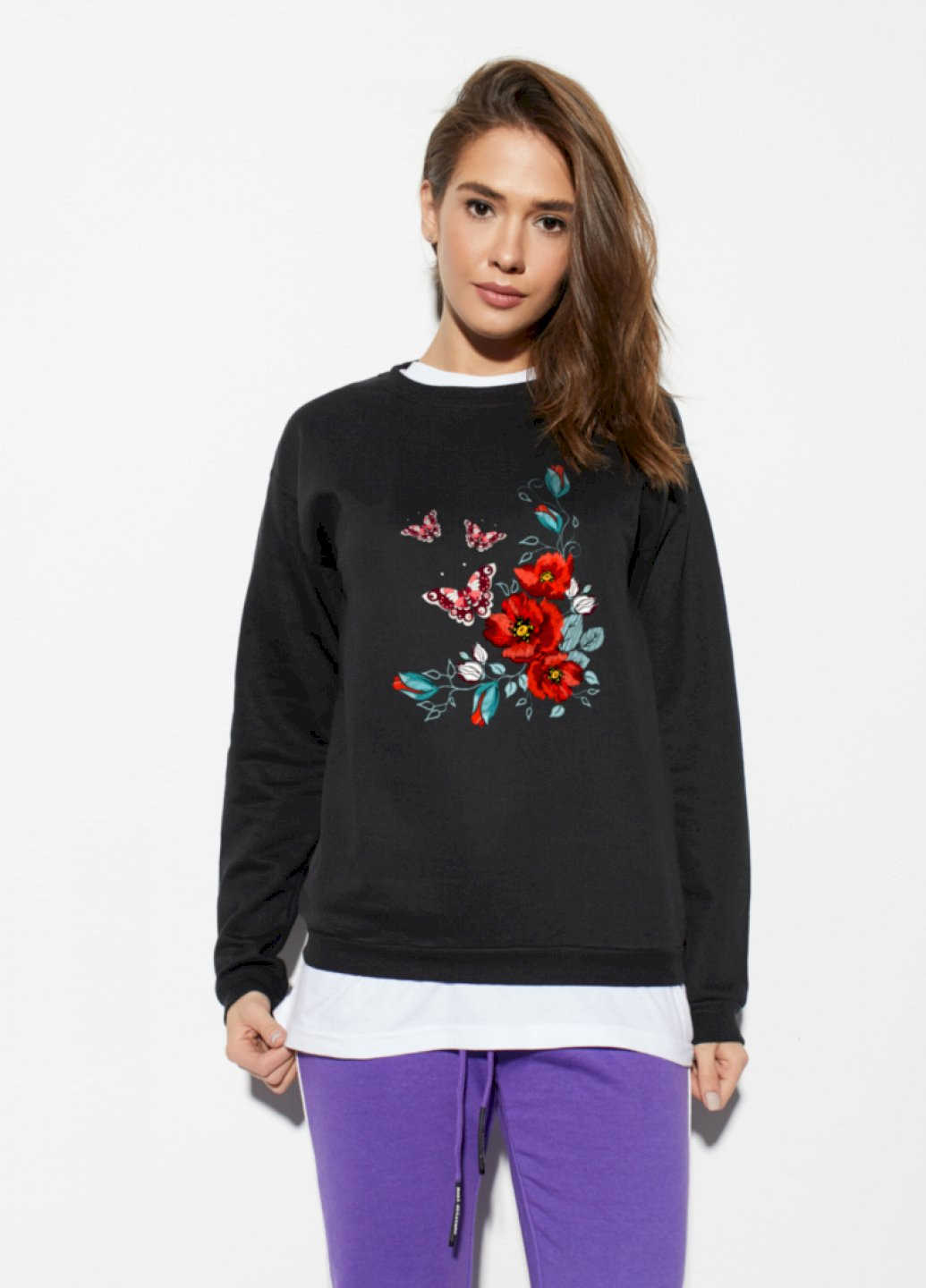 Чорний світшот жіночий /no flis/ YAPPI малюнок (251467728)