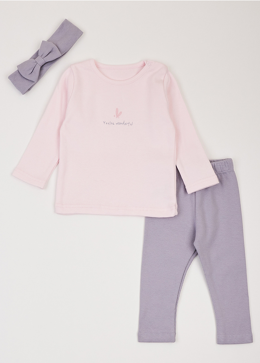 Комбінований демісезонний комплект (лонгслів, легінси, пов'язка) Фламинго