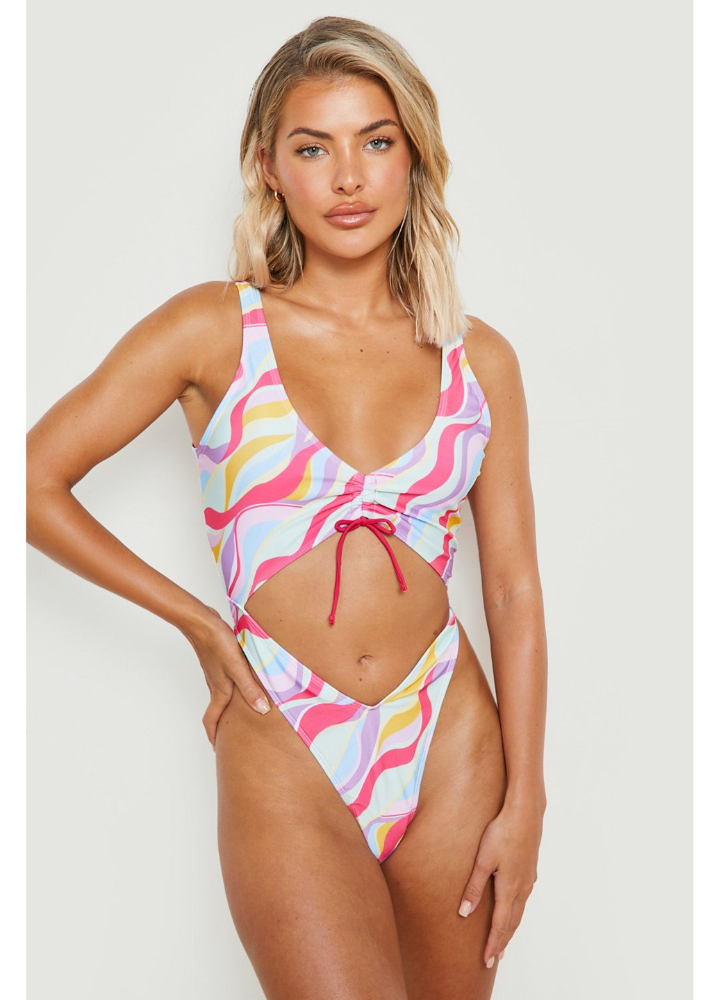 Комбинированный летний купальник слитный Boohoo