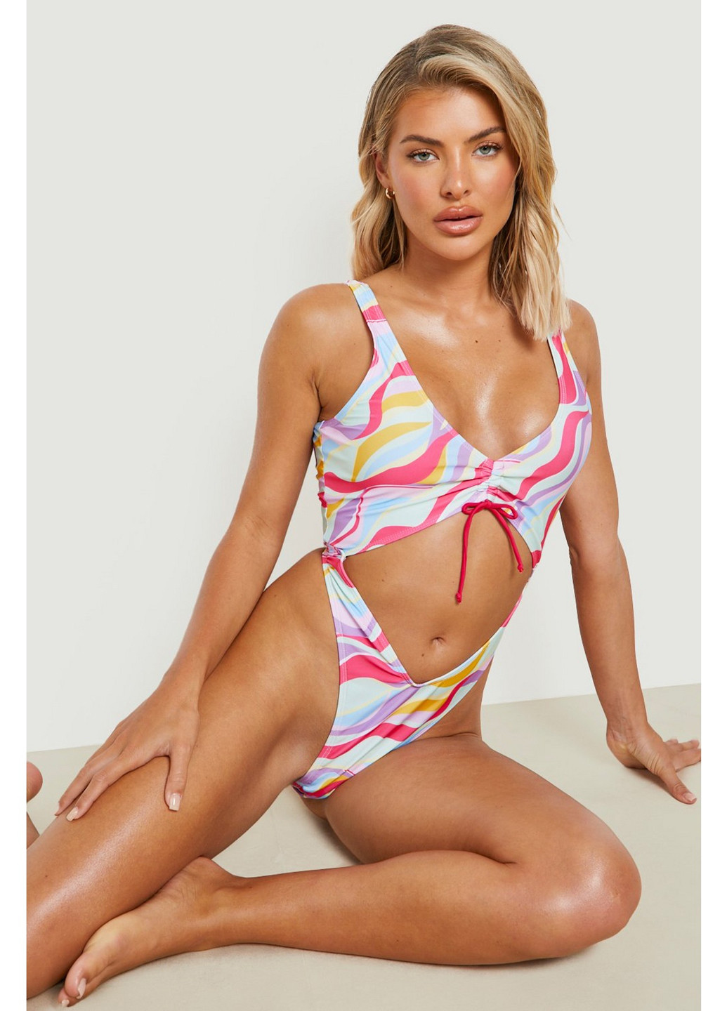 Комбинированный летний купальник слитный Boohoo