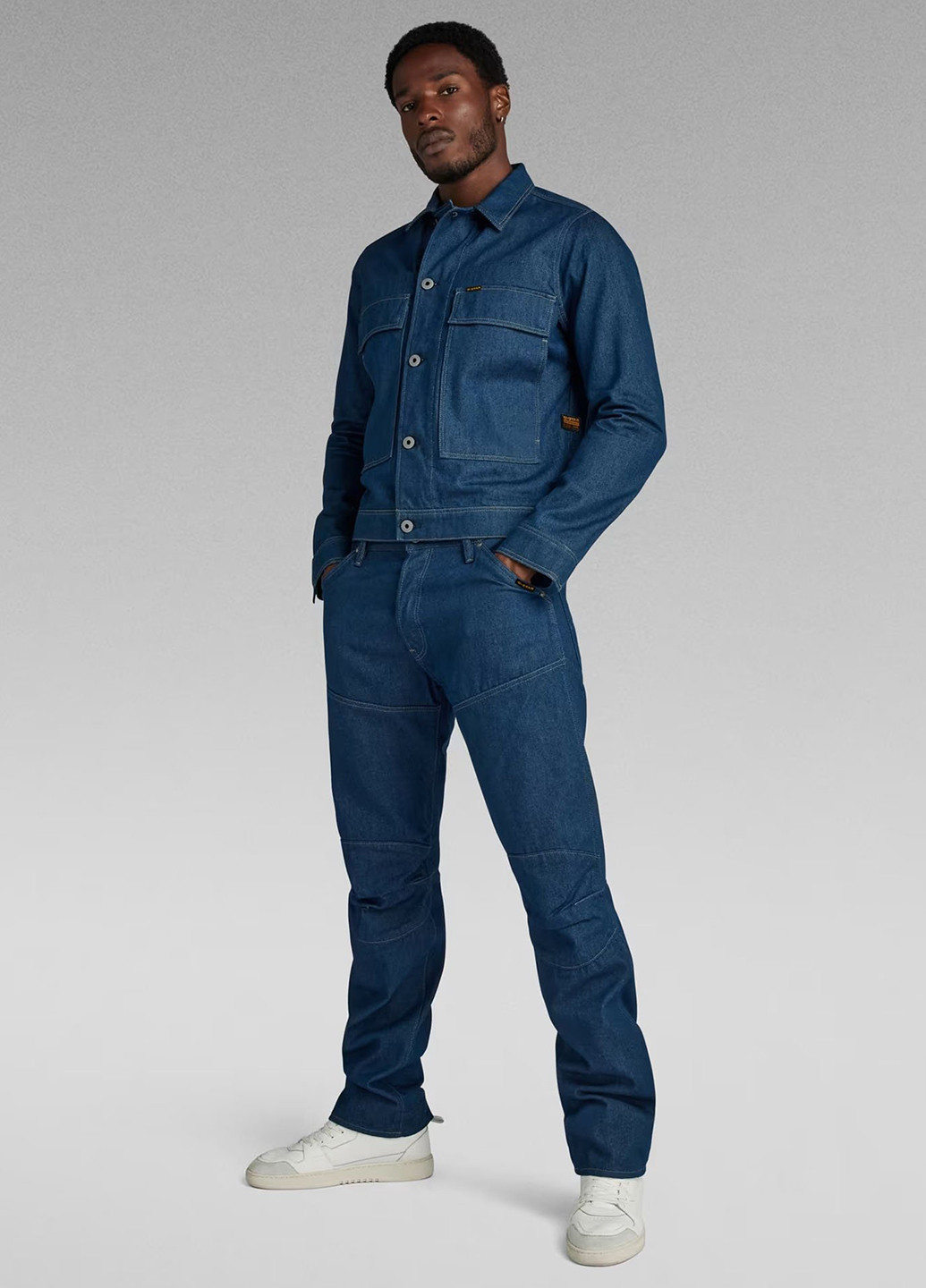 Синие демисезонные прямые джинсы G-Star Raw