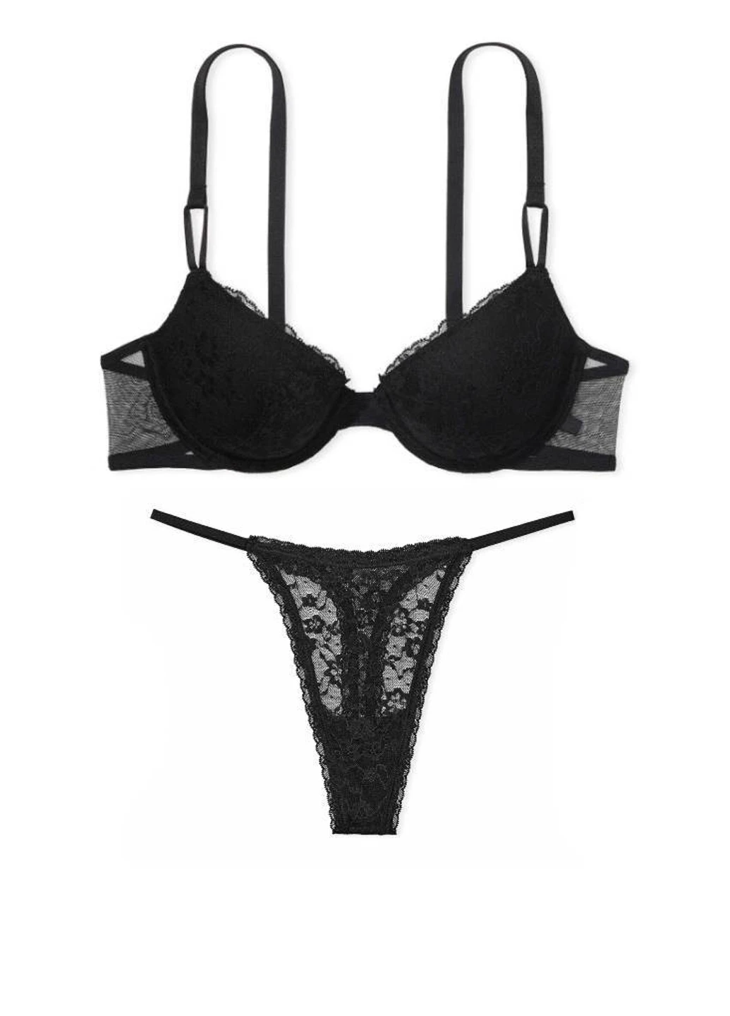 Чорний демісезонний комплект (бюстгальтер, трусики) Victoria's Secret