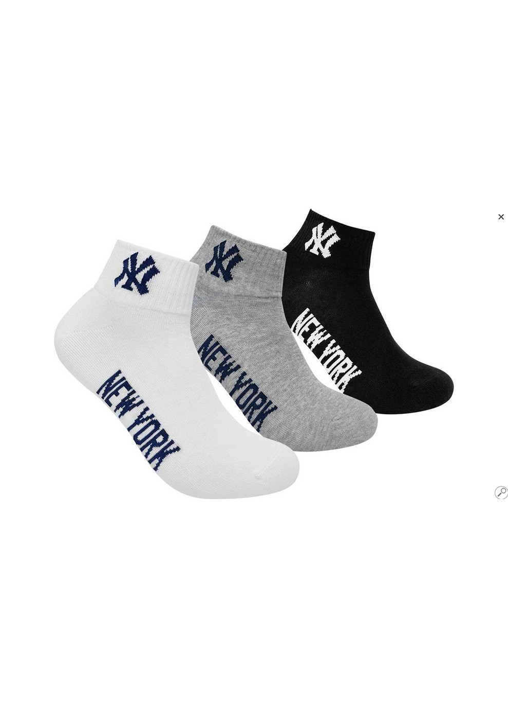 Шкарпетки Quarter 3-pack black/white/gray New York Yankees (253684348)