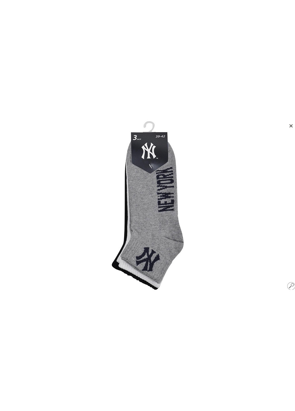 Шкарпетки Quarter 3-pack black/white/gray New York Yankees (253684348)