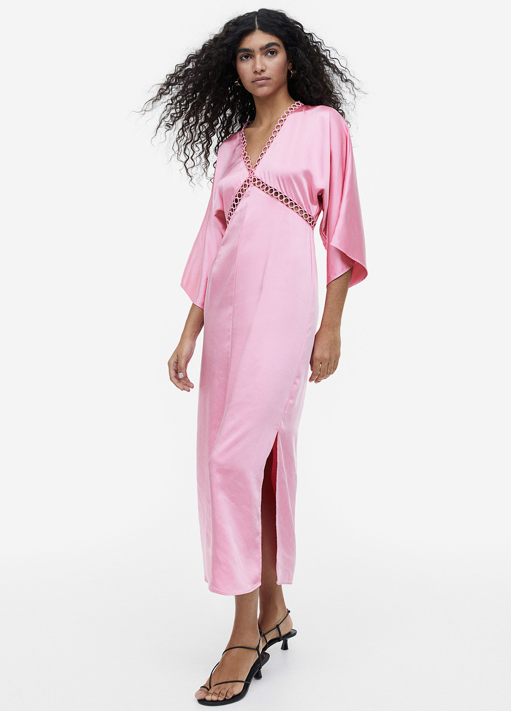 Розовое вечернее платье H&M однотонное