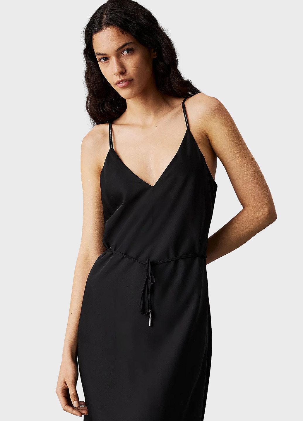 Черное кэжуал платье платье-комбинация Calvin Klein однотонное