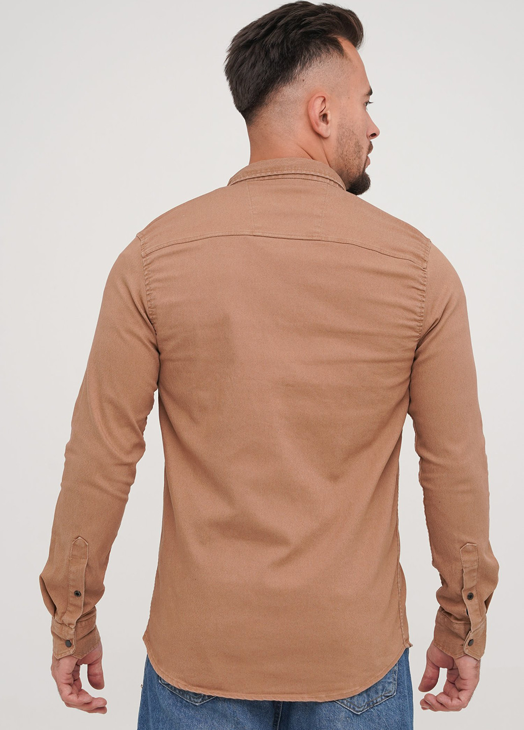 Светло-коричневая кэжуал рубашка однотонная Trend Collection